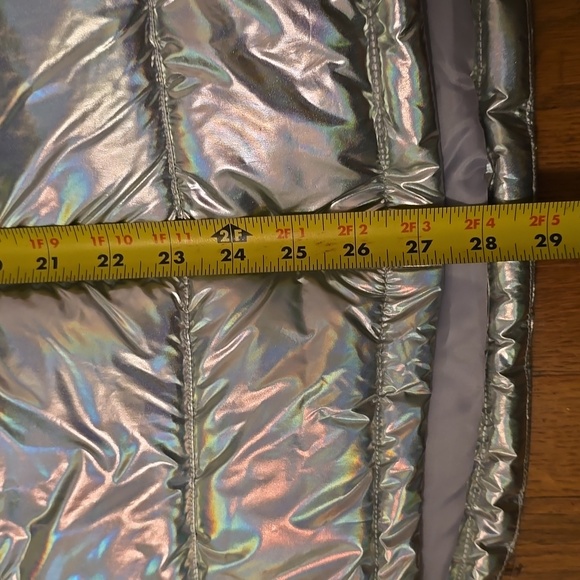 THEREABOUTS GIRLS SILVER "SHIMMER" PUFFER HOODED WINTER COAT SIZE XL 18.5 PLUS - Picture 13 of 16